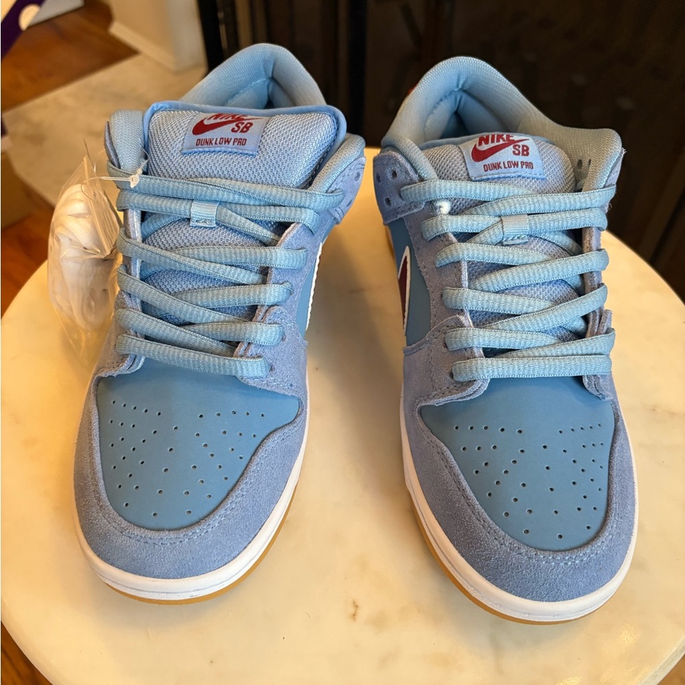 Nike SB Dunk Low Pro in Light Blue and Maroon  NEW - Picture 3 of 8